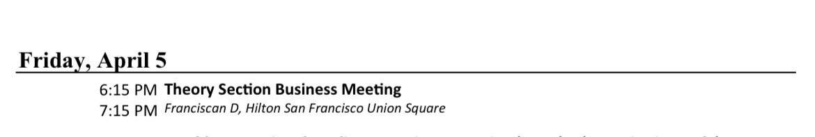 please join us for the ISA Theory Section Business Meeting 📅 Friday April 5 ⏰6:15-7:15pm 📍Franciscan D, Hilton Union Square #ISA2024