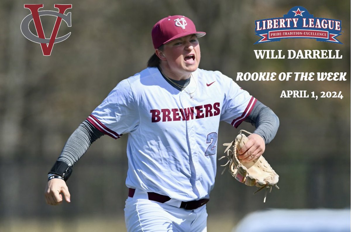First Collegiate Win ✅ Congrats to our guy Will Darrell on earning Liberty League Rookie of the Week! #BrewHa

▫️5.2 IP
▫️1 H
▫️0 R
▫️8 K’s 
▫️W