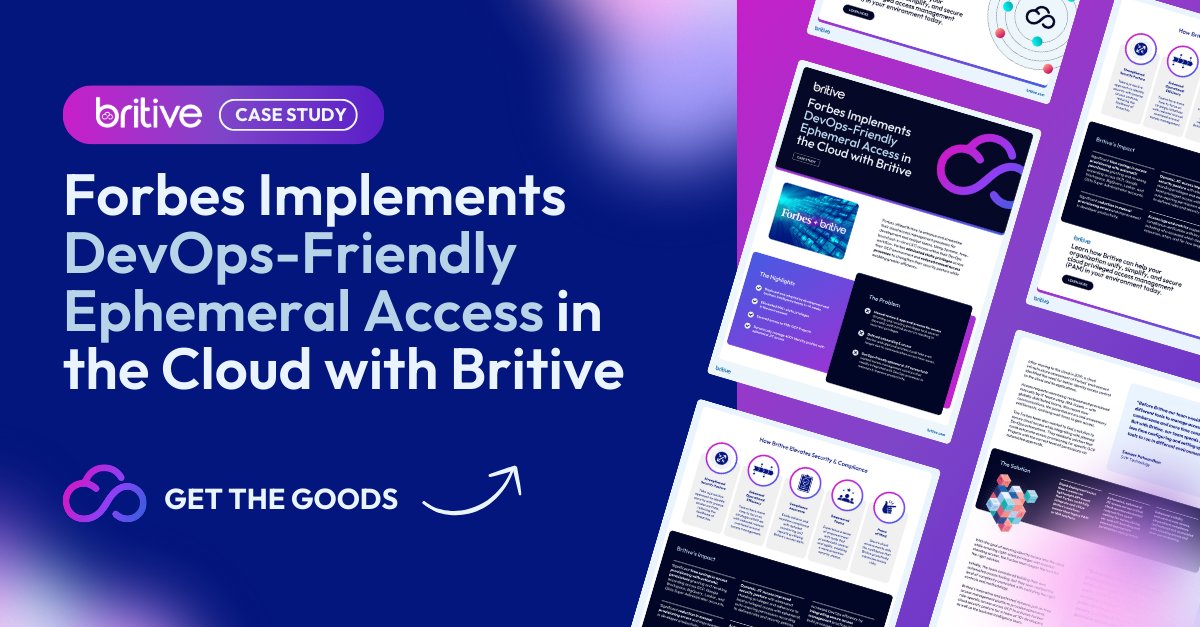 britive1's tweet image. Secure cloud access with #Britive without disrupting dev workflows 💨. Forbes cut 54K+ static privileges in &amp;lt;4 weeks across 978+ GCP projects. Learn more: 🔗bit.ly/3VIaJ5J #cloudPAM #GCPsecurity