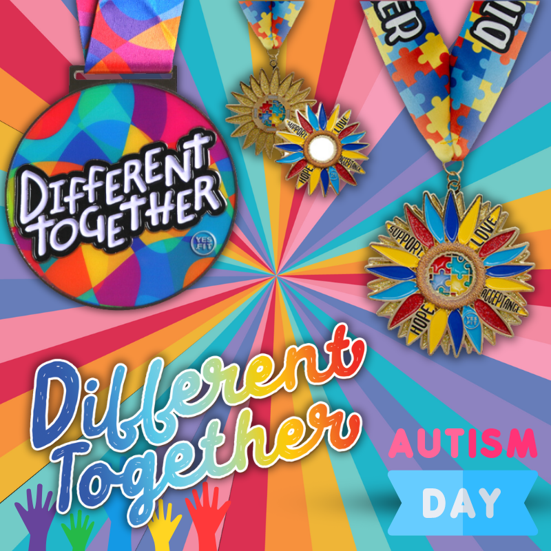 Make your miles matter! Sign up for The 2 Different Together Virtual Races & support autism awareness. Register now for a $20 medal, $20 shirt, or $15 coin! yes.fit/races #AutismAwarenessDay