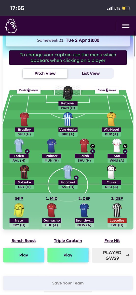 _fplsam's tweet image. #FPL

Salah (c)

Son. (VC)