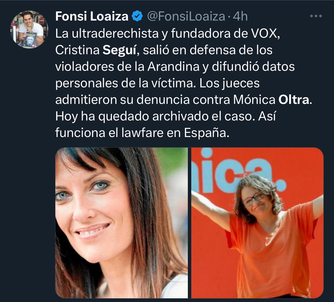 Poeticias's tweet photo. #PoeticiaDiaria #Oltra 

Ahora que el Juez archiva
contra Oltra toda causa
(incluido su gabinete)
queda clara la ofensiva
de la política falsa
que acosa y arremete
contra aquellos que aspiran
a hacer política gracias
a los votos de la gente.

Porque los fachas son así
si no ganan la elección
impedirán de formas mil
que desarrolles tu función.

Y para ello se apoyan
en jueces y empresarios
y en periodistas que doran
lo que sea necesario.