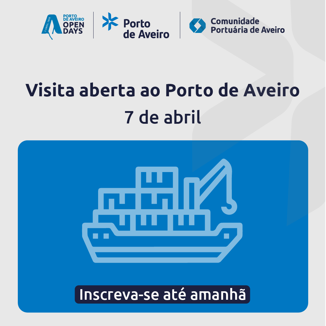 ❗❗ Ainda não se inscreveu para a visita aberta ao Porto de Aveiro no dia 7 abril?

📢 As inscrições são limitadas e terminam amanhã.

Inscreva-se em: 👇
portodeaveiro.pt/opendays2024/