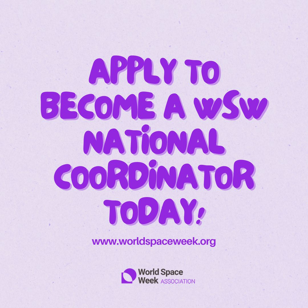 🚀 Calling National Coordinators for #WorldSpaceWeek! 🌍✨ Got connections in space/education? Lead your nation’s celebration! 🌌 🛰️ Mobilize & inspire 📣Amplify space awareness 🏆Highlight your country's achievements Apply here: tinyurl.com/4nd6thy2