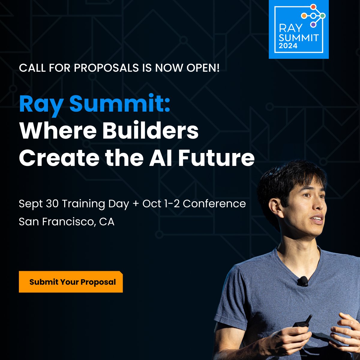 📣 Calling all @raydistributed users: We want to hear your story at #RaySummit 2024! We’re now accepting proposals for lightning talks and technical breakout sessions! The deadline to submit is April 30! Learn more and submit your proposal here: hubs.ly/Q02rwTFJ0 #ray