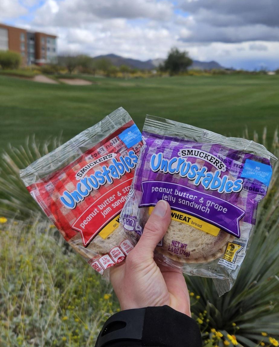 The best way to celebrate National PB&amp;J Day is to grab your favorite uncrustable snack today! #PBJ #azgolf #snacks
