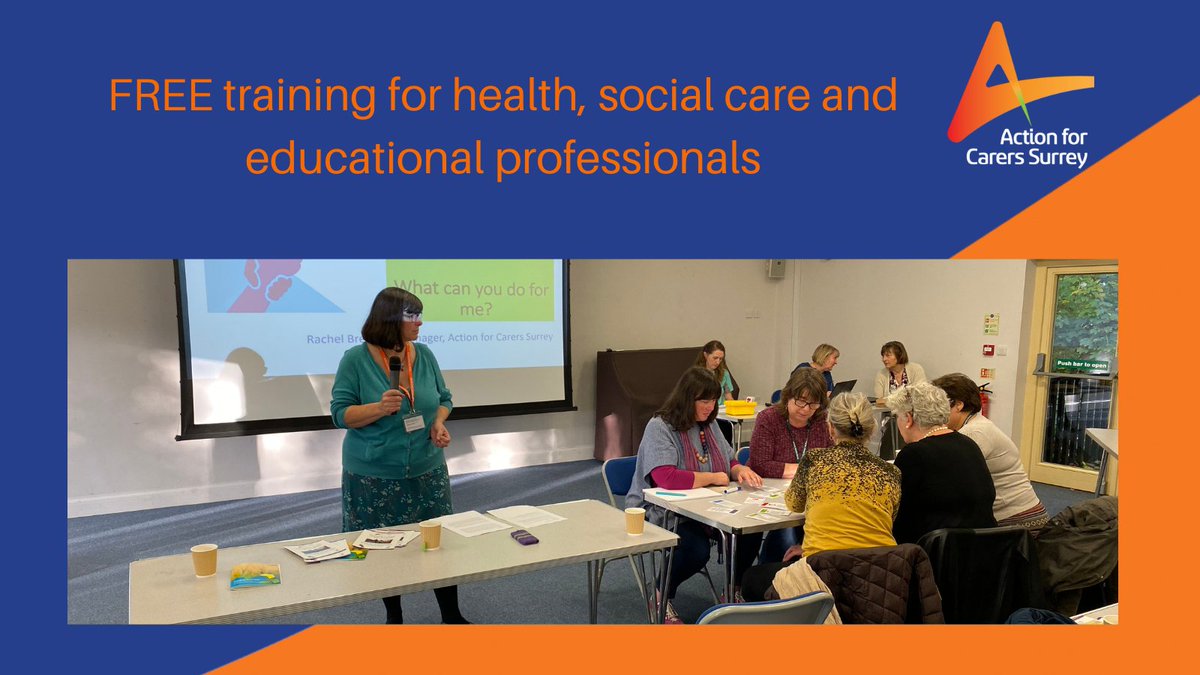 Are you a Surrey education, health or social care professional? We run a free training course to help you understand the challenges carers face & keep you up to date on best practices supporting & signposting carers of all ages. For more info: ow.ly/f0kq50R27xi