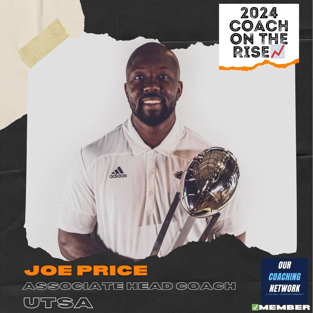 🏈G5 Coach on The Rise📈 @UTSAFTBL Associate Head Coach, Pass Game Coordinator, & Wide Receivers Coach @CoachJP3 is one of the Top Offensive Coaches in CFB ✅ And he is a 2024 Our Coaching Network Top G5 Coach on the Rise📈 G5 Coach on The Rise🧵👇