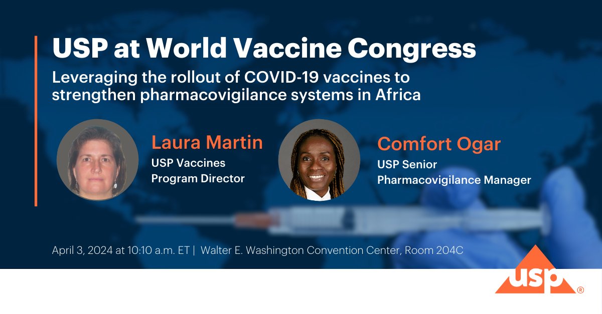 Don't miss our presentation @vaccinenation on April 3rd where we'll discuss the role of pharmacovigilance in #vaccine safety and share how we're strengthening national regulatory authorities for quality-assured vaccines. #WVCUSA Learn more: ow.ly/Kmp050R5HPl