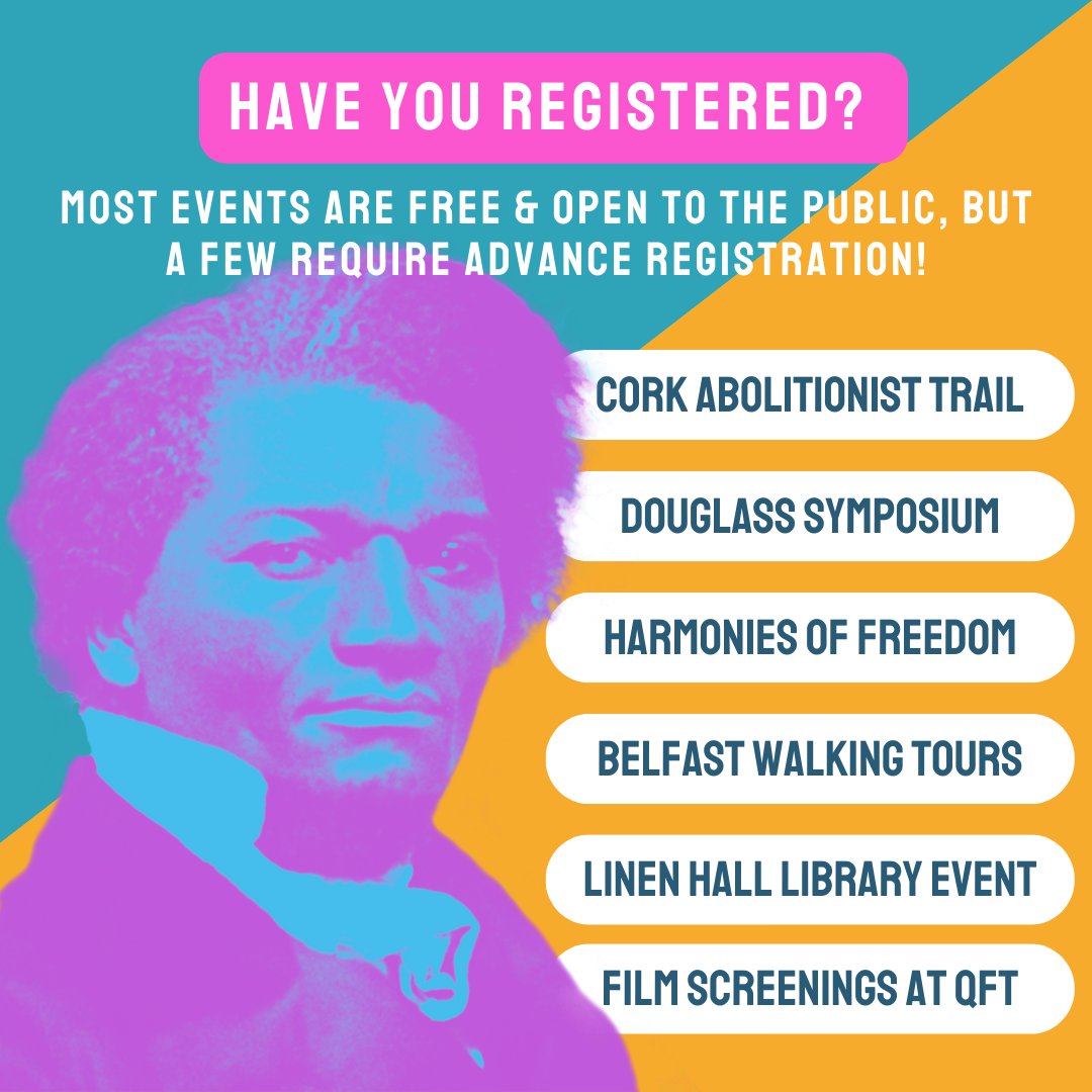 📣 Registration required for some #DouglassWeek2024 events! For most of our events, we say “the more, the merrier!”, but for a few, space is limited & advance registration is required. If you want to attend any of those events, be sure to register ASAP! #spreadtheword #Belfast