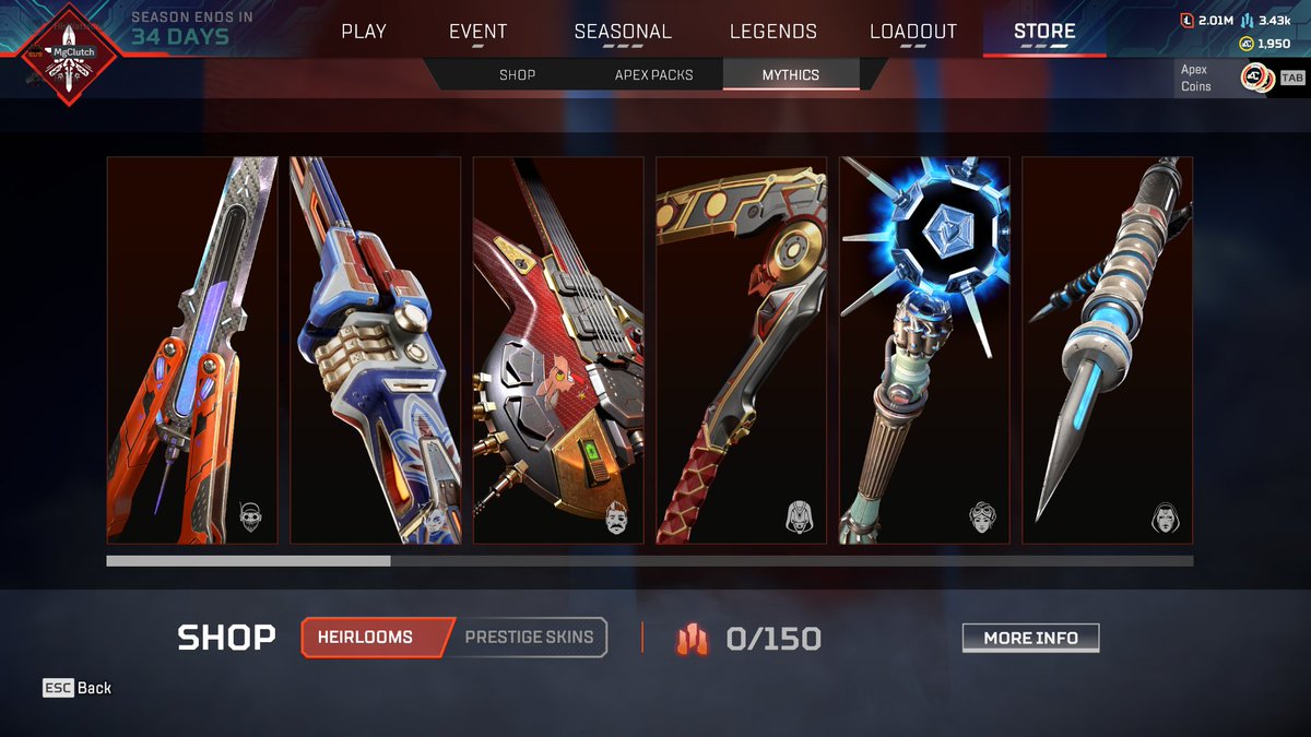 HisWattson's tweet image. Apex is so chalked. Lost my pred badge from last season and like 10 heirlooms.