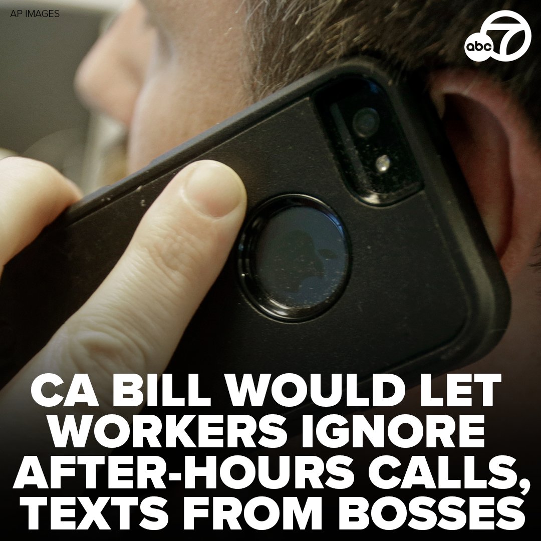 ABC7's tweet photo. A new California bill would give employees the right to ignore calls or texts from their boss, as long as it's after hours. ๐ต
"The right to disconnect" bill mandates employers to clearly outline working hours and guarantees workers uninterrupted personal and family time outside of those hours https://t.co/nAtN9WgKMA