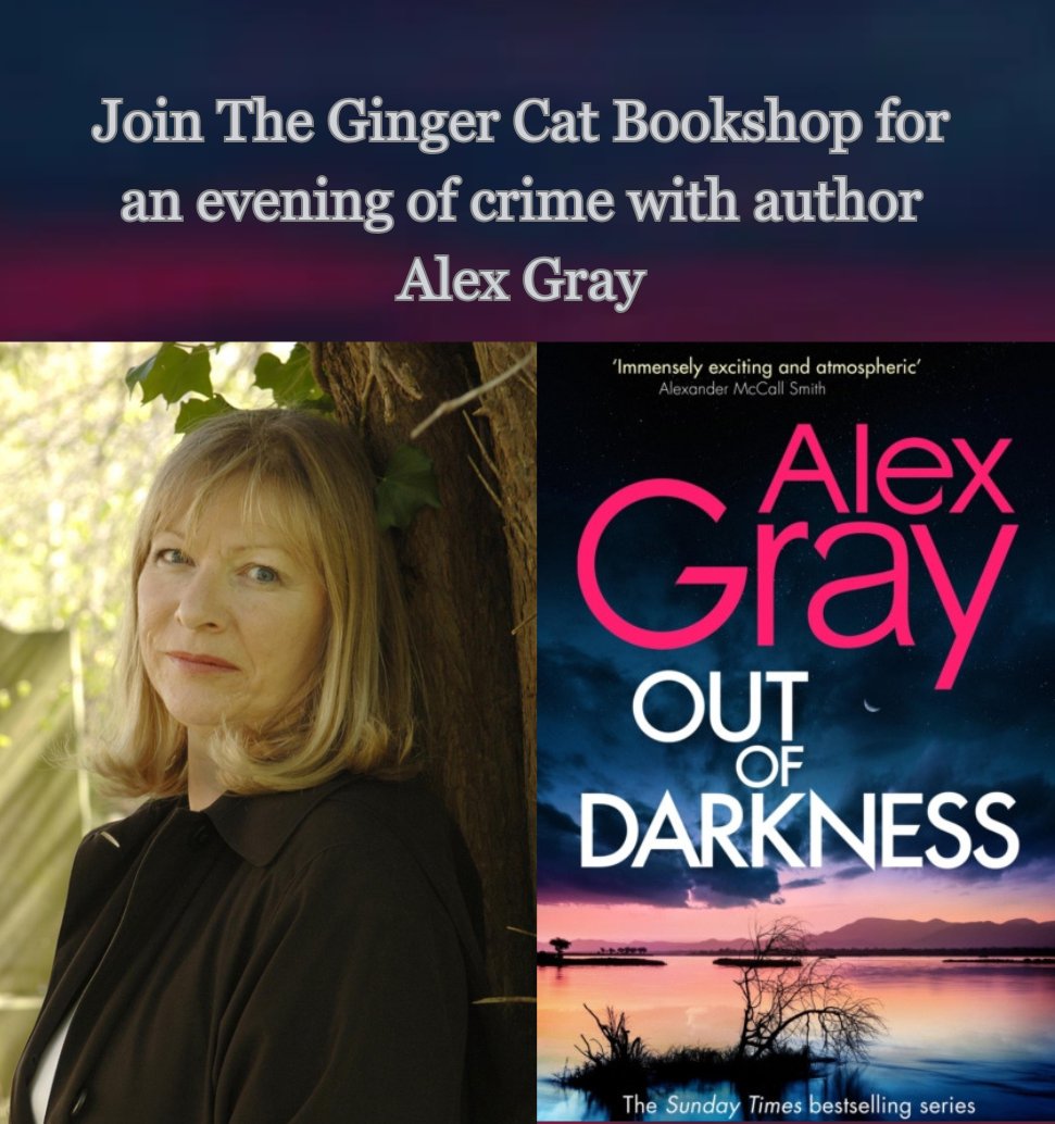 Join us for an evening of crime with author Alex Gray who will be discussing her new book, Out of Darkness with Gordon Boag on Fri 26th April at 7pm. To book tickets for this fascinating author talk and signing, use the following link ✍️ 📚🥂 eventbrite.co.uk/e/862476108257… 🎫