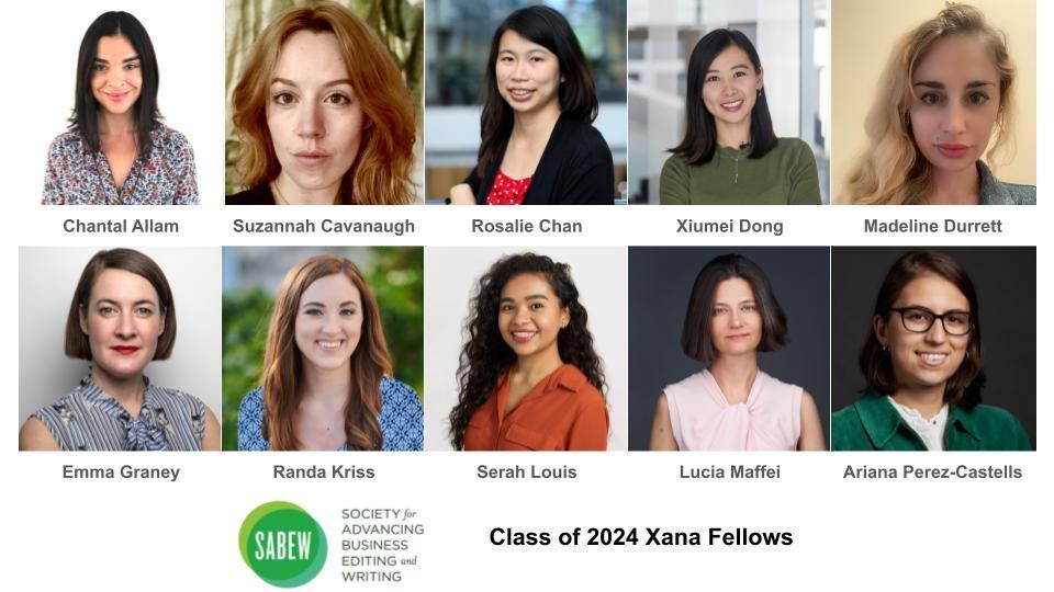 👏 Congratulations to @SABEW's fourth class of Xana Fellows for #SABEW24: @chantalallam @suzannahcav @rosaliechan17 @XiumeiDong Madeline Durrett @EmmaLGraney Randa Kriss Serah Louis @maffei_lucia @arianapeca2 🔗 buff.ly/3TXmgNh