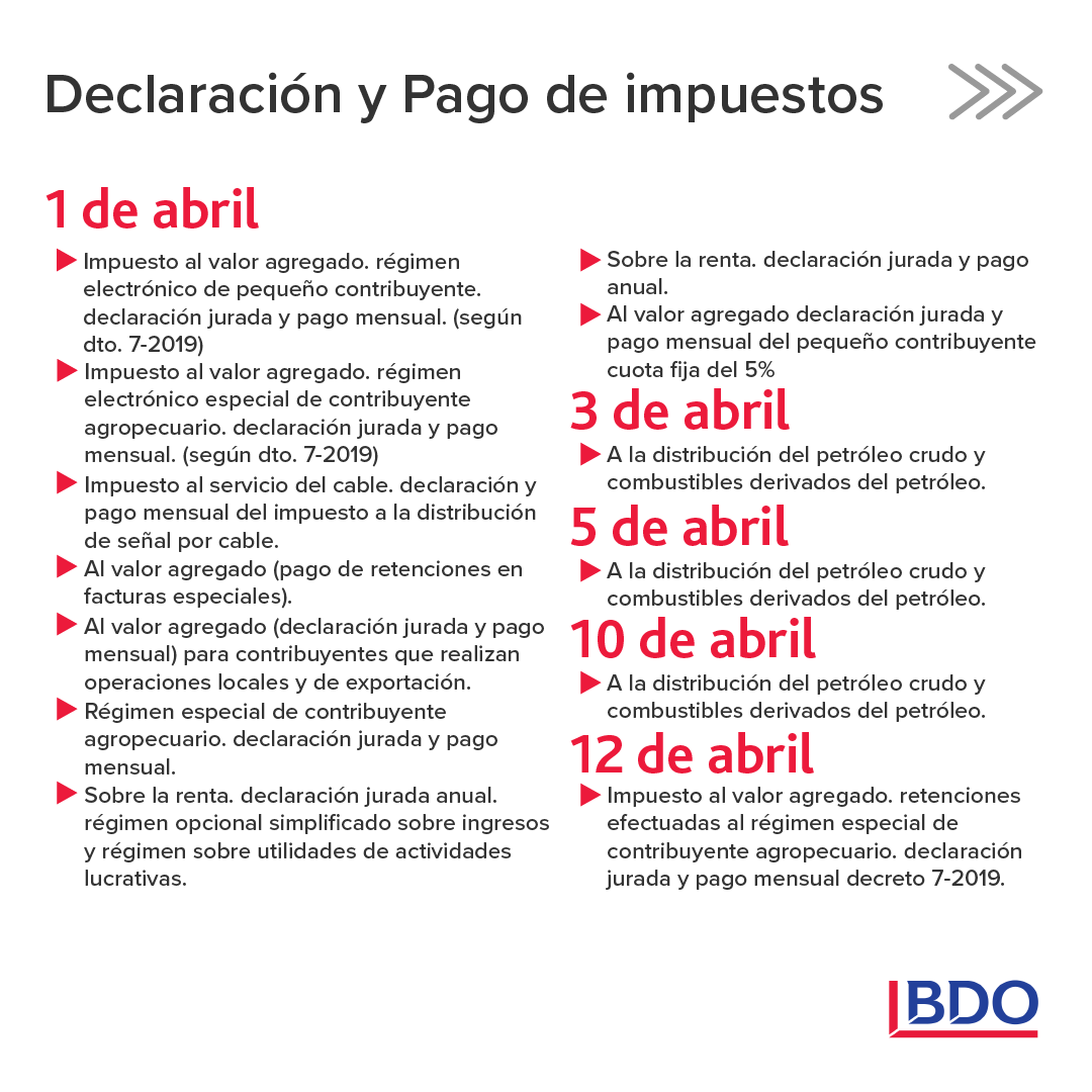 BDOGuate's tweet photo. #CalendarioTributaroAbril2024 🔔

Compartimos las fechas importantes de abril para cumplir con las obligaciones tributarias en Guatemala.

#BDOenGuatemala #Auditoría #Impuestos #SATGuatemala #Outsoursing https://t.co/1N2NXnzzys