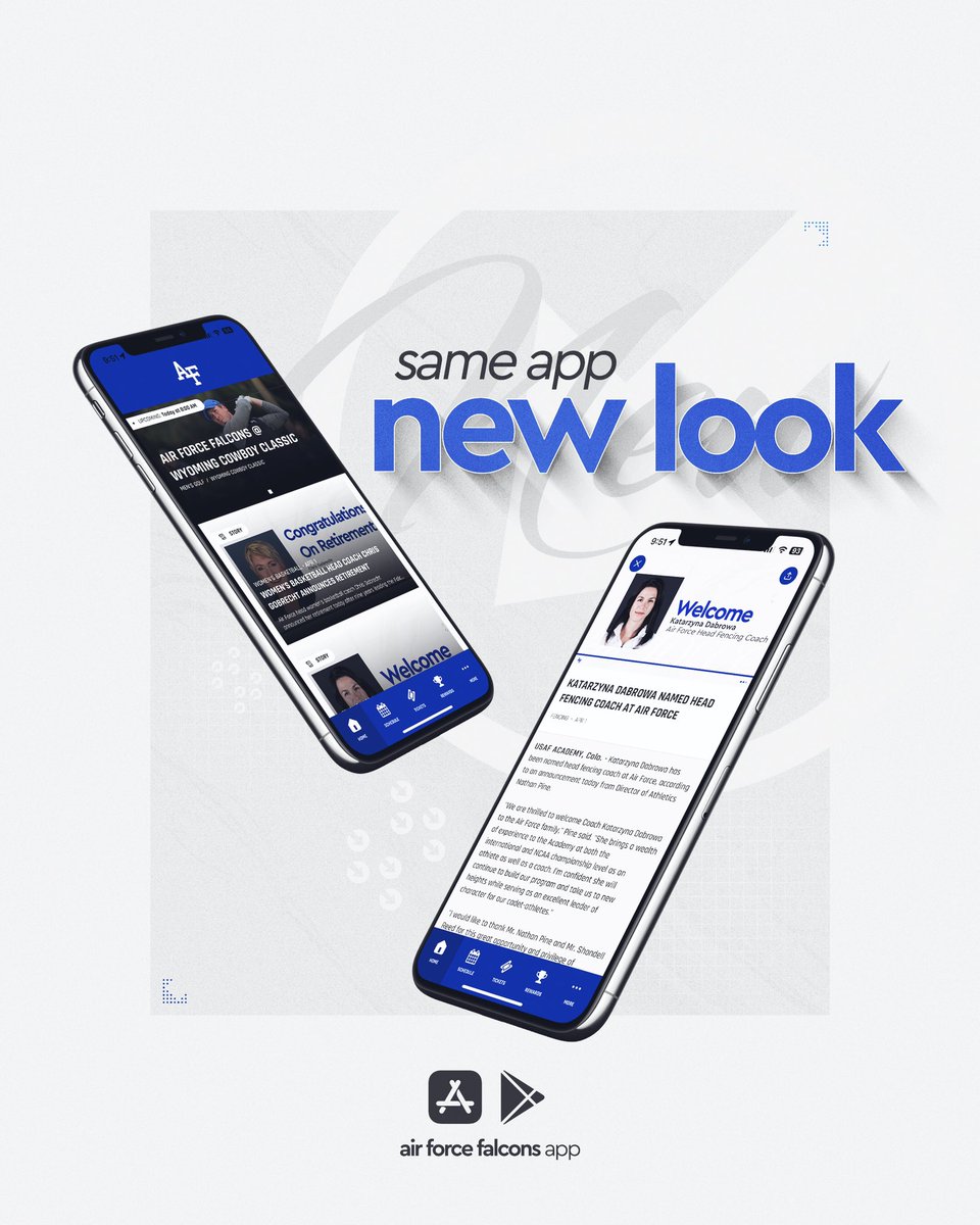 Same app ➡️ New look 👀 Checkout the updated Air Force Falcons app today! ⚡️