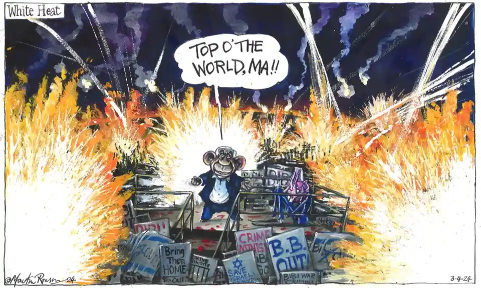 Cartoon4sale's tweet photo. Martin Rowson on #BenjaminNetanyahu on top of the world #BBSB – political cartoon gallery in London https://t.co/dePcTdnXF6 https://t.co/xHjg05XamO