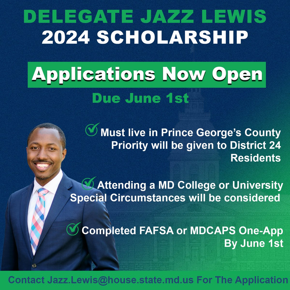 Every year, I am able to award some amazing students scholarship money to pursue their higher education. I am always thrilled to help some great Prince Georgians in pursuit of their schooling. Email my office or find the application at JazzLewis.com