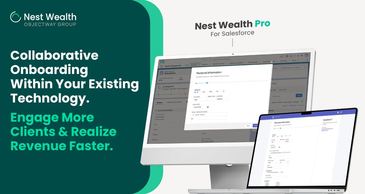 Nest Wealth Pro for Salesforce can revolutionize your wealth management processes by accelerating end-investor onboarding, minimizing NIGOs, streamlining account opening, and enhancing compliance. nestwealth.com/nest-wealth-pr… #WealthManagement #Salesforce #Fintech #nestXperience