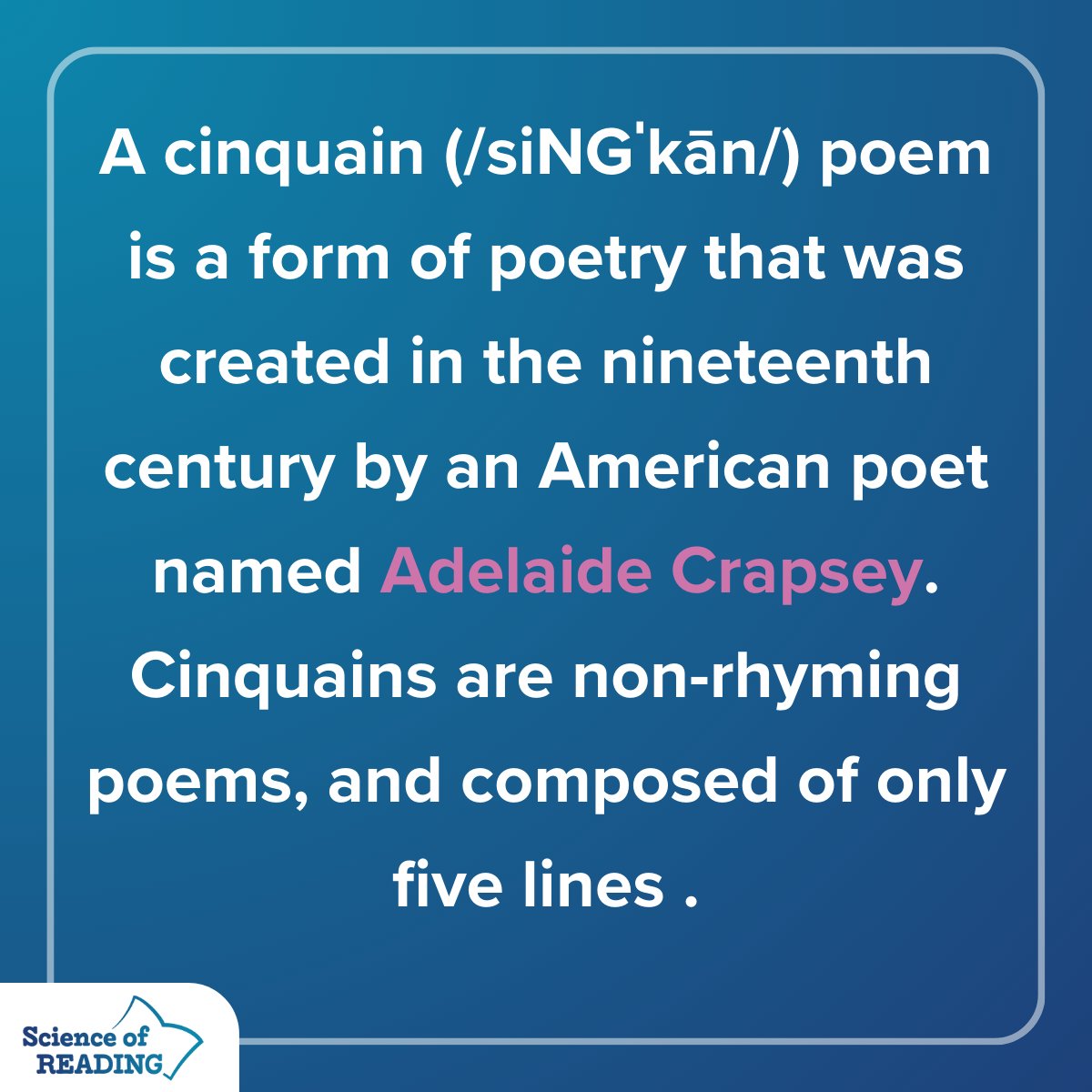 April is National Poetry Month! Celebrate by creating your own cinquain poem! Our literacy specialists created an easy-to-follow guide below. Share your poem and tag <a href="/eesinnovation/">EES Innovation</a> and #EESliteracy. We can't wait to see them! #PoetryMonth 
1/6