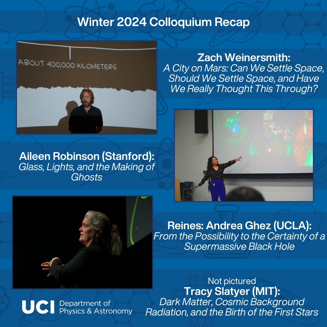 We had an amazing winter quarter of colloquia, swipe to recap the fantastic speakers that visited our department! 💬 @UCIPhysSci @UCIrvine #physics