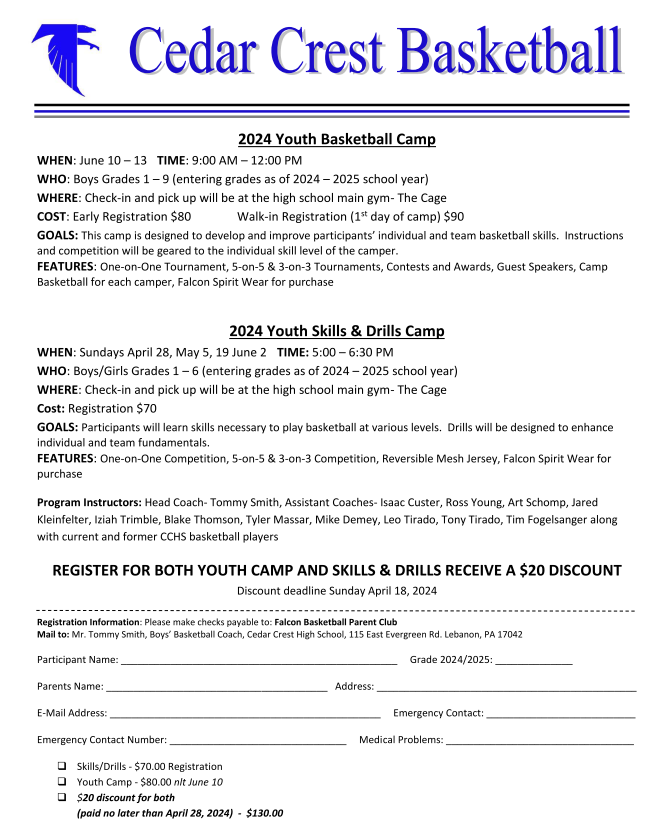 CCHS_Hoops's tweet photo. Skills &amp; Drills is just about here! Don't forget to register for Skills &amp; Drills and Youth Camp. See below for details. https://t.co/TQYXJPW4n6