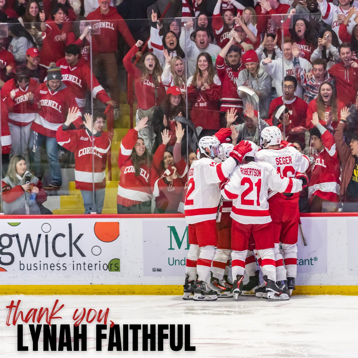 CornellMHockey's tweet photo. Thank you, Lynah Faithful, for being the best fans in college hockey. Same time next year? 🐻
#YellCornell https://t.co/YmCJ75qfQf