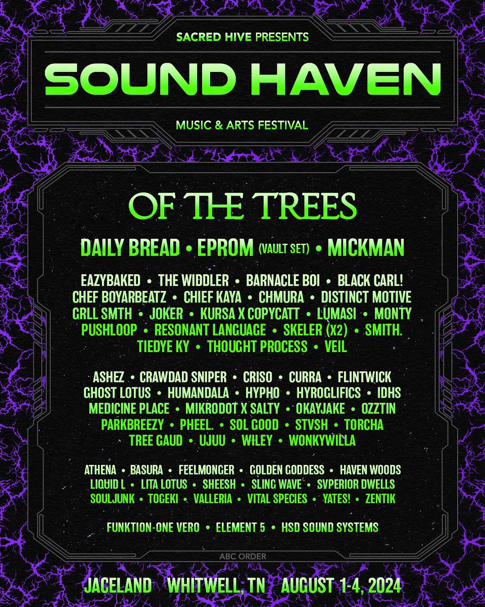 SoundHavenFest's tweet photo. SOUND HAVEN 2024! 

We’re ecstatic to present the phase 1 lineup for what is set to be yet another epic weekend of bass music on high-end sound systems. No scheduling conflicts. No noise ordinances. https://t.co/WJACmnp4Fn