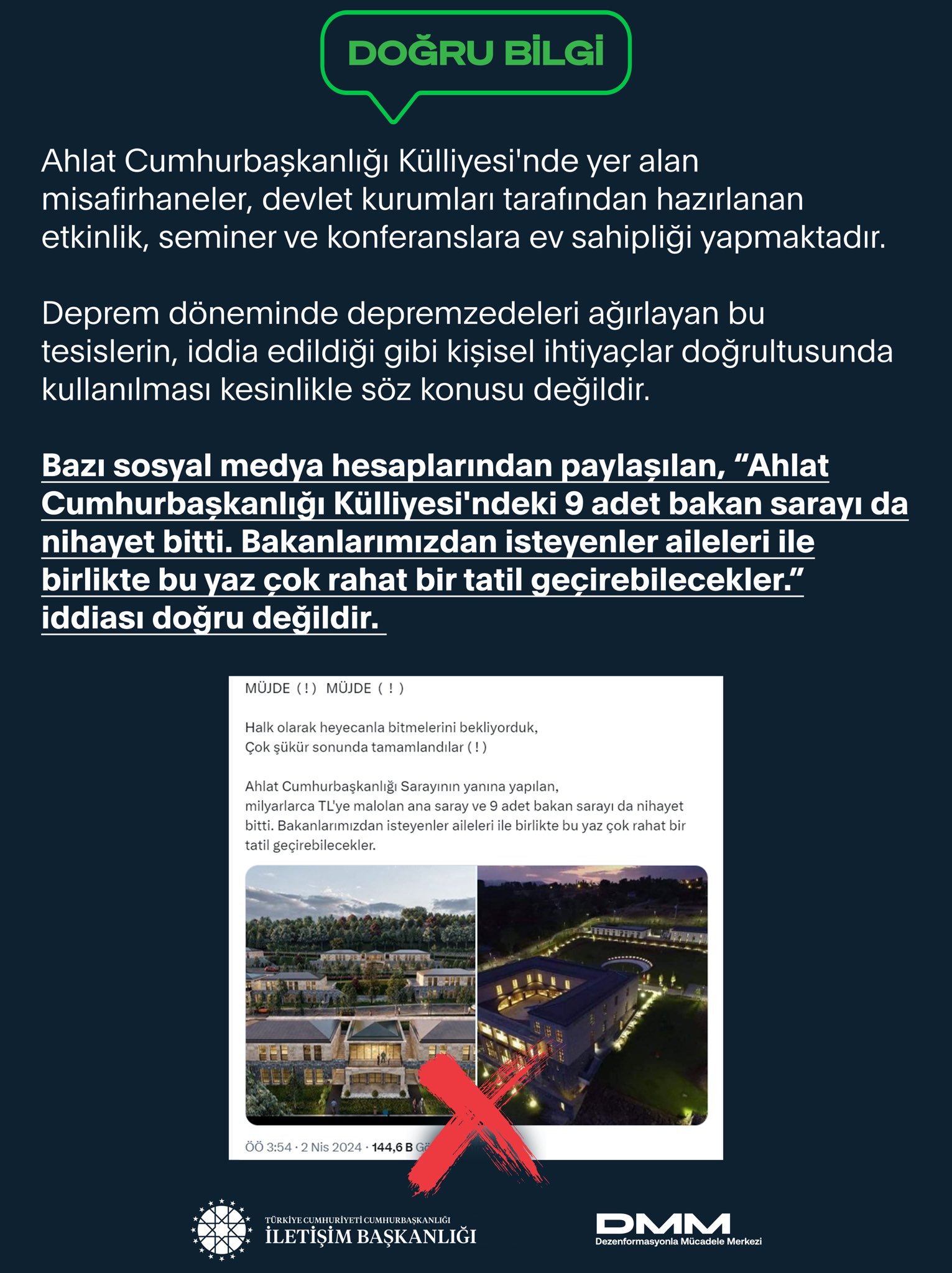 “9 adet bakan sarayı” iddialarına yalanlama!