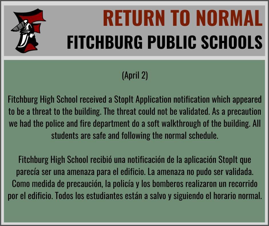 Fitchburg Schools (@FitchburgPS) on Twitter photo 2024-04-02 17:16:53