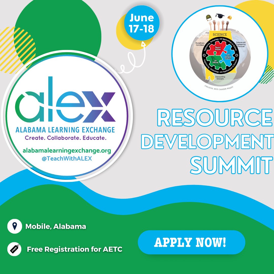 Are you an Alabama educator who loves to develop curricular resources? This opportunity is for you! The ALEX Team is looking for certified K-12 educators experienced in creating interactive learning activities for the 2023 AL COS: Science. Learn more at 👉 bit.ly/2024ALEXRDsumm…