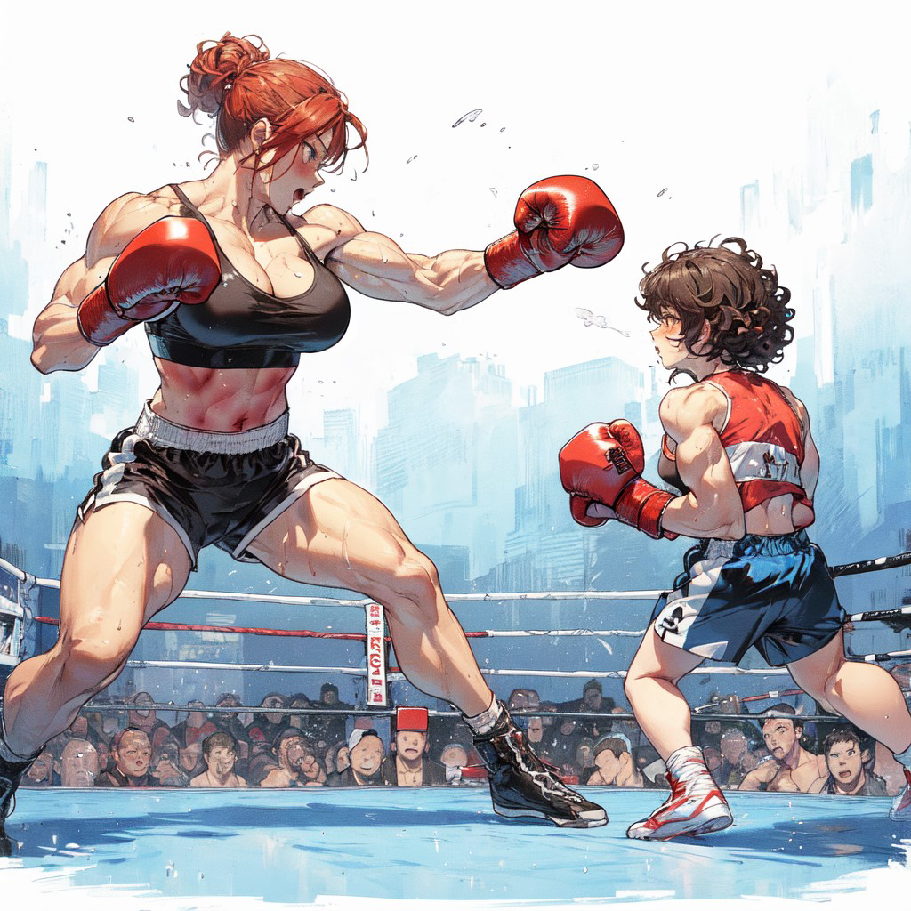 She is so small why cant I beat her? new 18+ art on my patreon #femaleboxing #strongwomen #AIart #AIArtistCommunity #aiartcommunity #AIArtwork #AIArtGallery #AIイラスト #FemaleFighting #AIgirl #animegirl #stronggirl #mixedboxing #musclegirl #femaleko