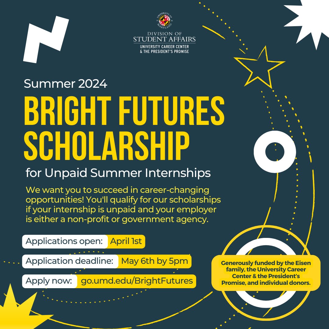 The Bright Futures Initiative awards students with need-based scholarships ranging from $100-$1,000 to help offset expenses incurred during unpaid internships.