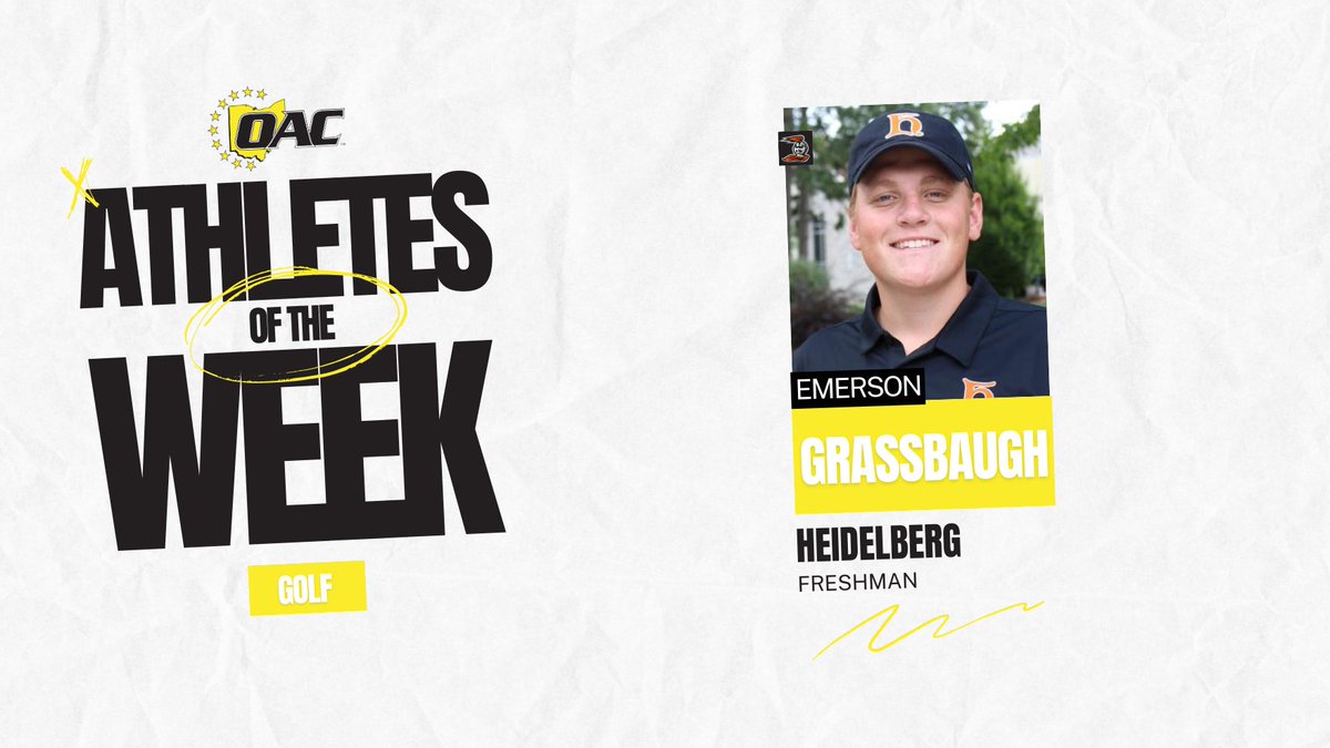 Athletes of the Week | Golf

Emerson Grassbaugh, <a href="/BergAthletics/">Heidelberg Athletics</a> 

🔗:oac.org/sports/Players…
#OAC #OACGolf⛳️