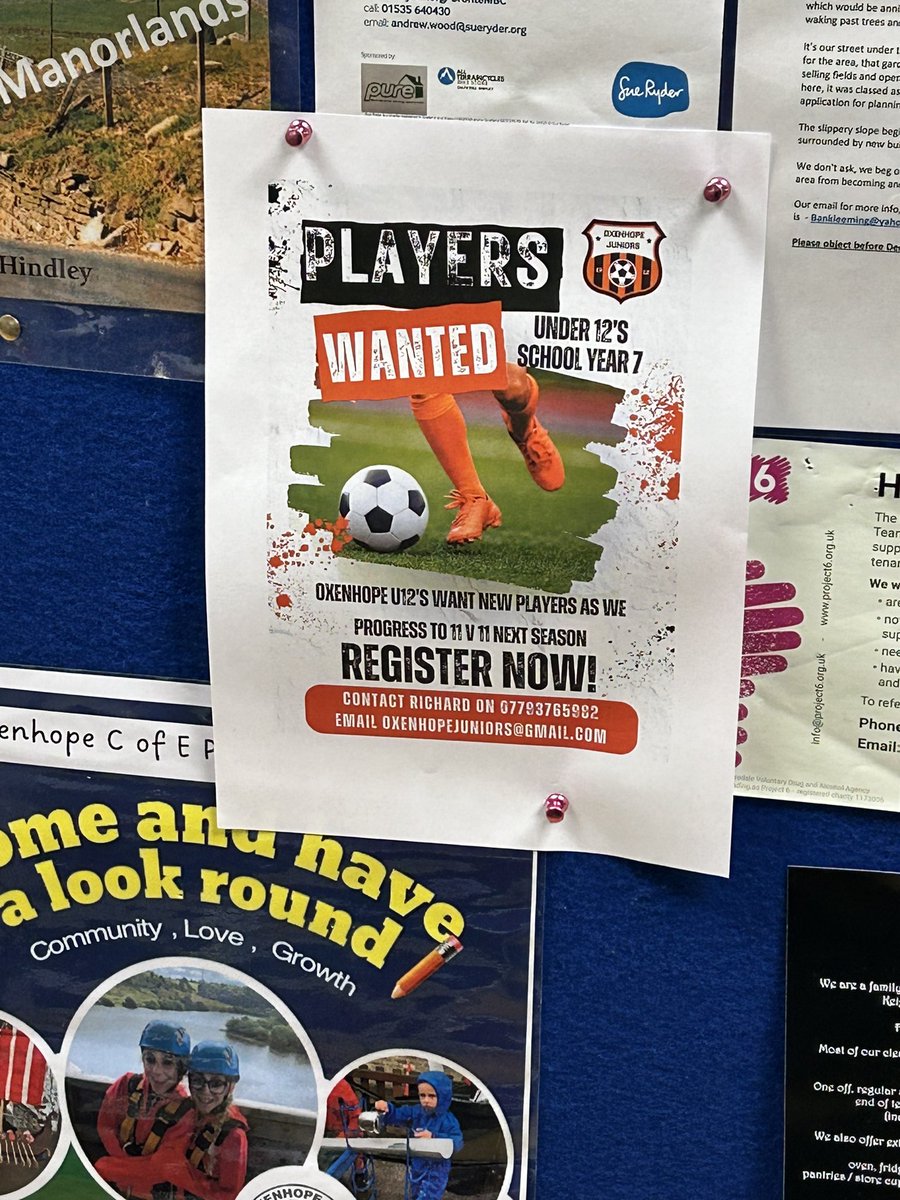 Flyers out over the weekend. Recruitment drive underway @Oxenhopeu12 @OxenhopeRecFC #juniorfootball #oxenhope #haworth #cullingworth #denholme #worthvalley If you have someone interested in joining our juniors get in touch