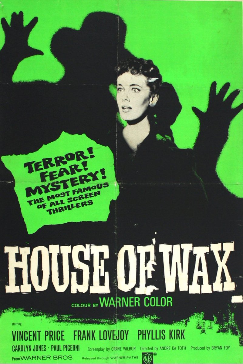 UK film poster for #HouseOfWax (1953 - Dir. #AndreDeToth) #VincentPrice #CarolynJones #CharlesBronson