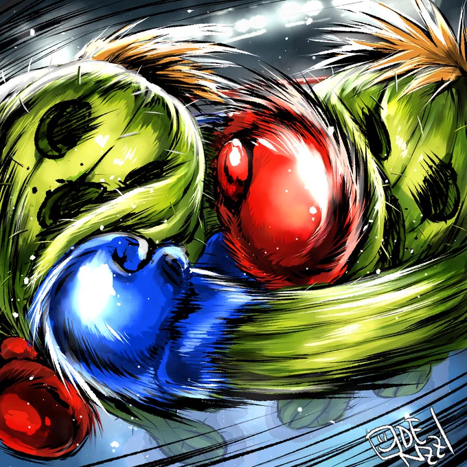 お題箱リクエスト～～～トゲモンVSトゲモンのリング上の闘い!ナイスお題ありがとうございました#デジモン  #digimon #fanart 