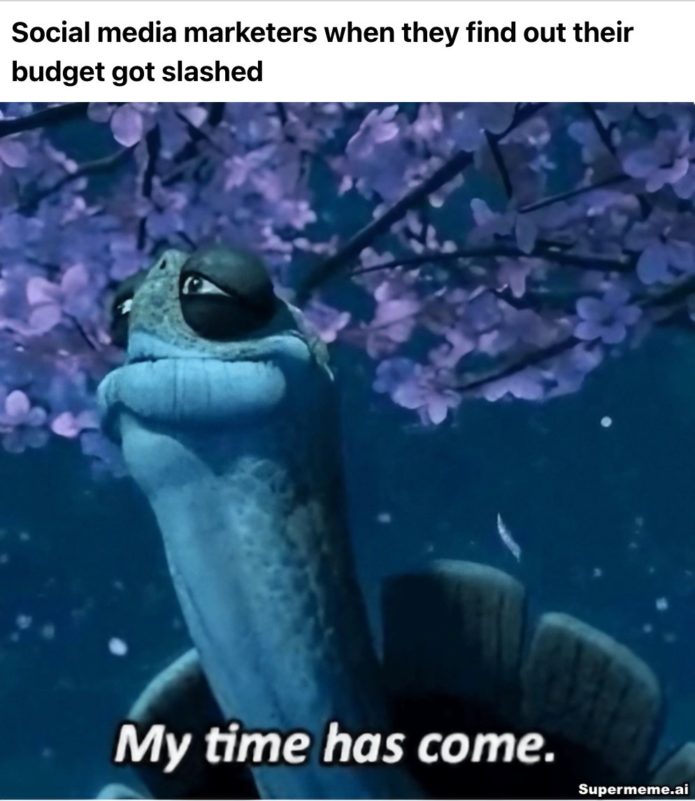 When you're ready to conquer the social media world, but your budget has other plans! #SocialMediaMarketing #BudgetCuts