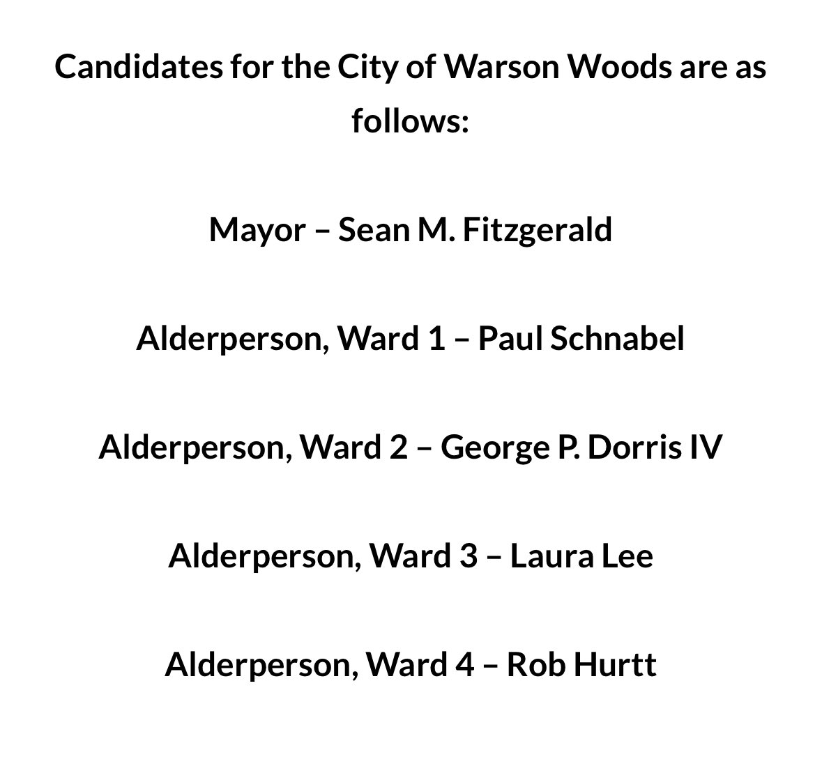 It’s Election Day!

Make sure to have your voice heard by casting your ballot at any polling location in St. Louis County by 7:00pm! While there are no contested races in the City of Warson Woods, you may be voting on your school board race, MSD propositions or other issues.