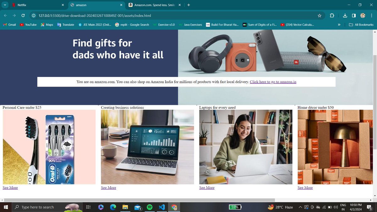 anushree_0805's tweet image. #day2ofcode Today i have added background to the site and some other functions. now some styling is there, will be completing that on day 3. 
#30Daysofcode 
#Amazon #FrontEndDeveloper