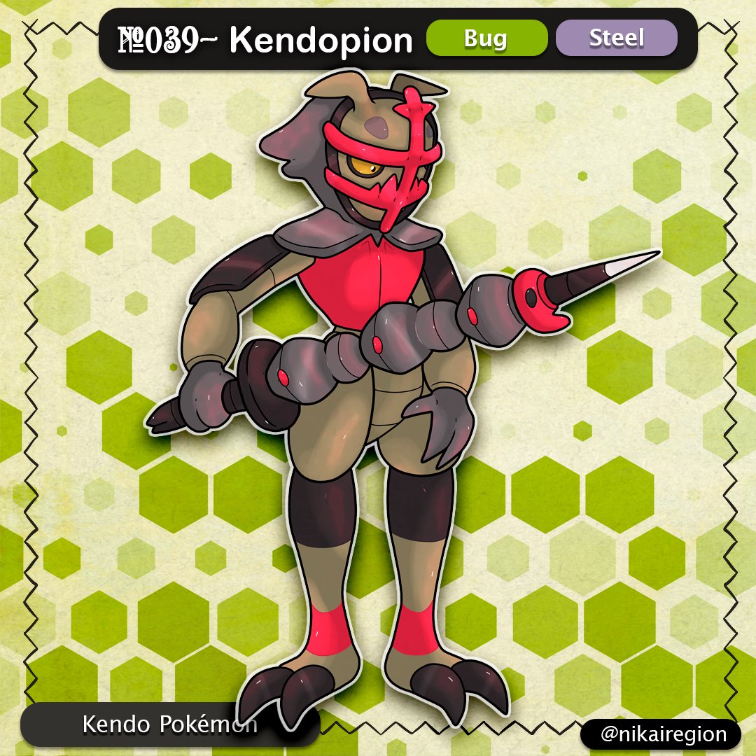 NikaiRegion's tweet photo. ⛩️My fave Fakemon Bug line of my Region!
⛩️Skirip >>> Kendopion
#fakemon #pokemon #kendo #scorpion #japanese #yokai #digitalart #kendosword #sword #fakemonart #pokedex #fakedex #anipoke #japanregion #bugtype #steeltype #pokemonfanart #pokemonlegendsza #nintendo #gamefreak #art https://t.co/Ne8U1W5aSc