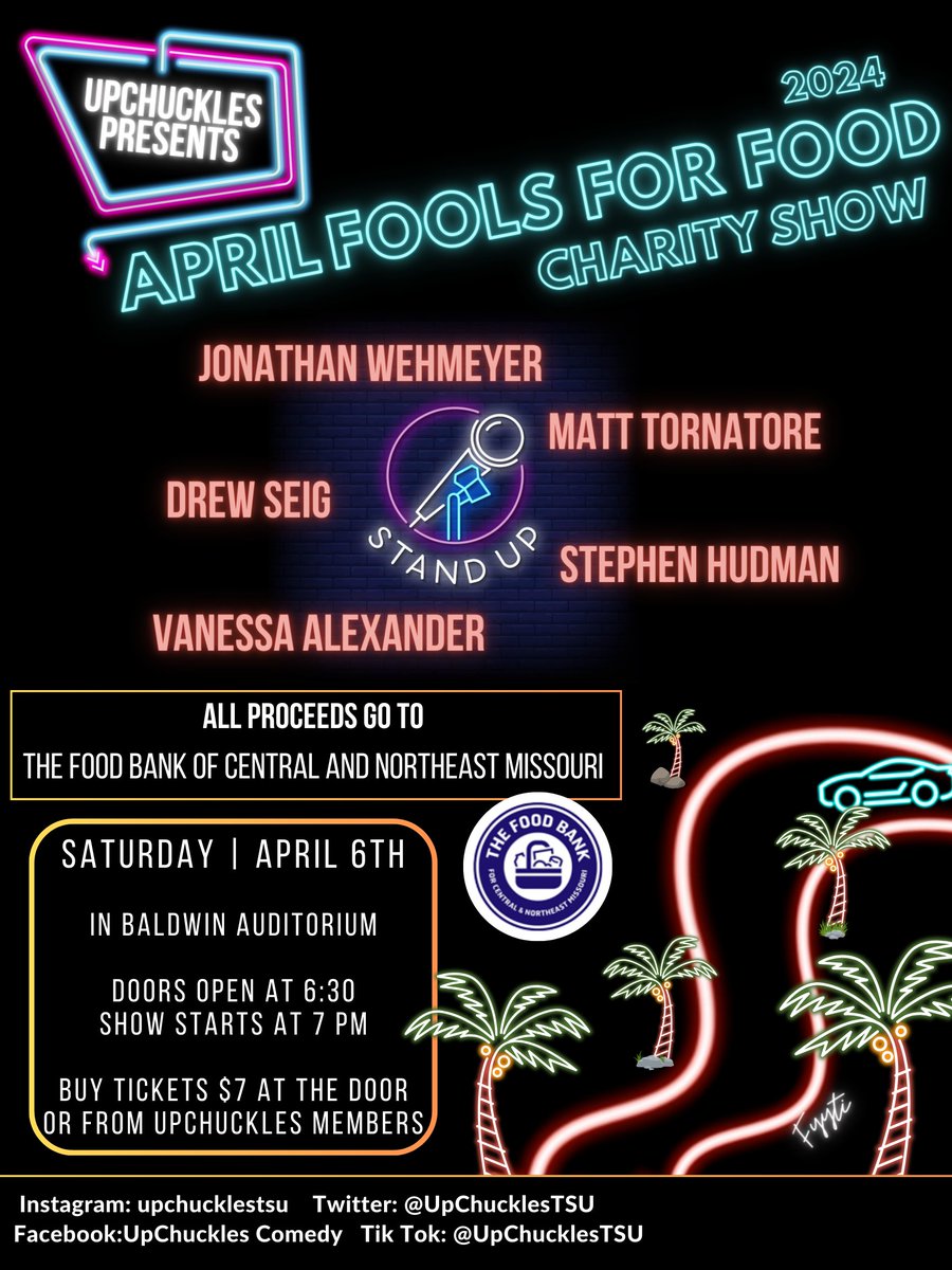 HumorIsRhetoric's tweet image. Get excited!  We&apos;ve got your professors telling jokes this coming Saturday.  And only for $7!  What a bargain!