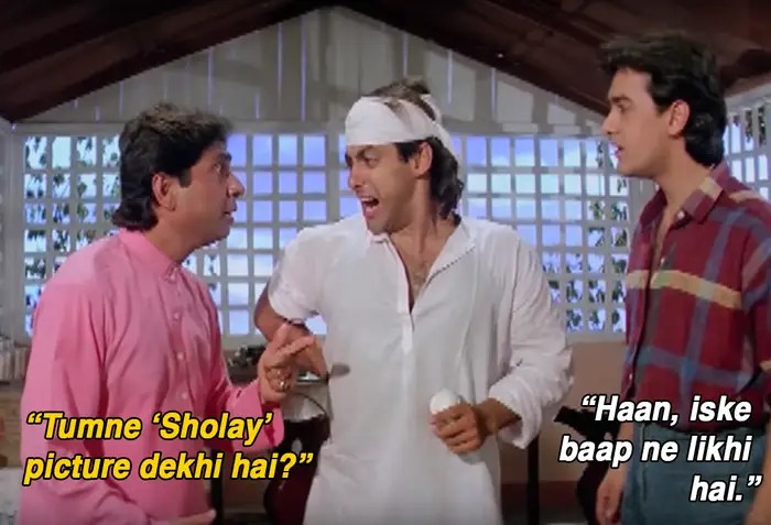 PrasKon's tweet photo. This from Andaz Apna Apna #AamirKhan #SalmanKhan https://t.co/YkGga93kER