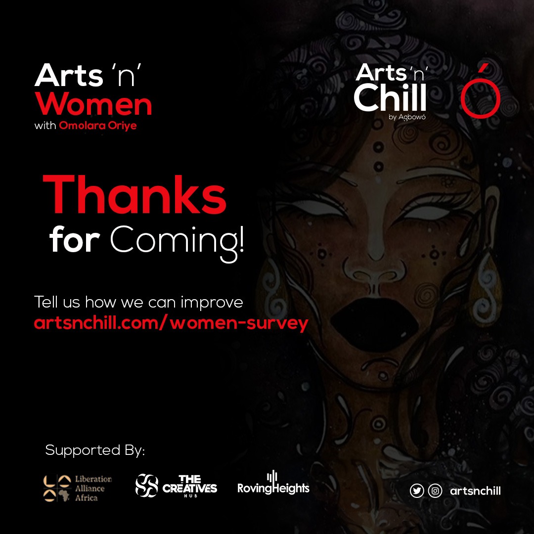 ArtsnChill's tweet photo. Thank you for making Arts 'n' Women a success! 

We are grateful to all our partner brands @CreativesHubNG @Rovingheights @LiberationAA

We also thank our panelists and everyone who attended Arts n Women. 

Yes, you can start to look forward to the next Arts ‘n’ Chill event! https://t.co/4zkQzBQ73X