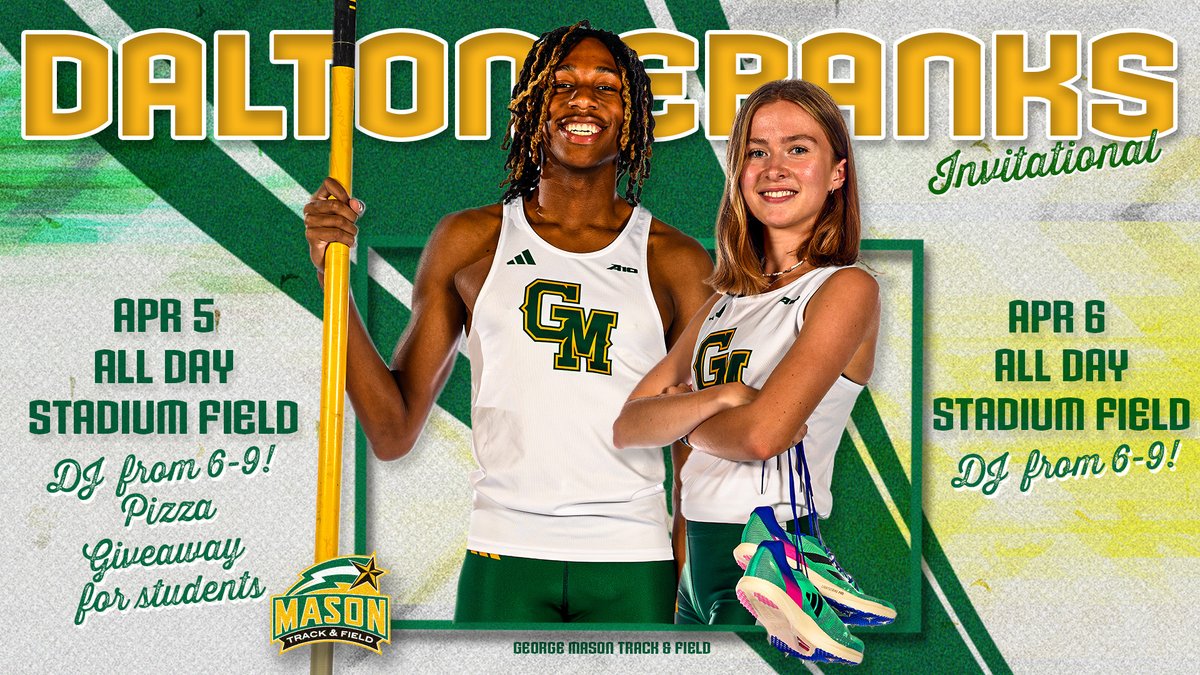 𝕋𝕦𝕣𝕟 𝕚𝕥 𝕦𝕡 𝔻𝕁 🎶 This weekend @GeorgeMasonTFXC hosts the Dalton Ebanks Invitational! -Free Pizza🍕 -DJ 🎙️ 𝗪𝗵𝗶𝗹𝗲 𝘀𝘂𝗽𝗽𝗹𝗶𝗲𝘀 𝗹𝗮𝘀𝘁!