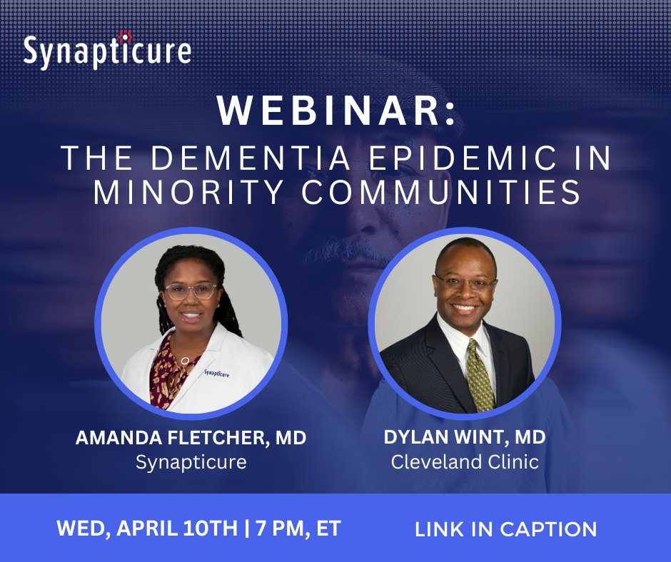 💡Did you know? Black Americans have a 2x risk of #Alzheimers but only comprise 5% of dementia trial participants. Join Dr. Amanda Fletcher and Dr. Dylan Wint for this important webinar on healthcare inequities. 📅 April 10th @ 7 pm ET 🔗 register here: vist.ly/v5sn