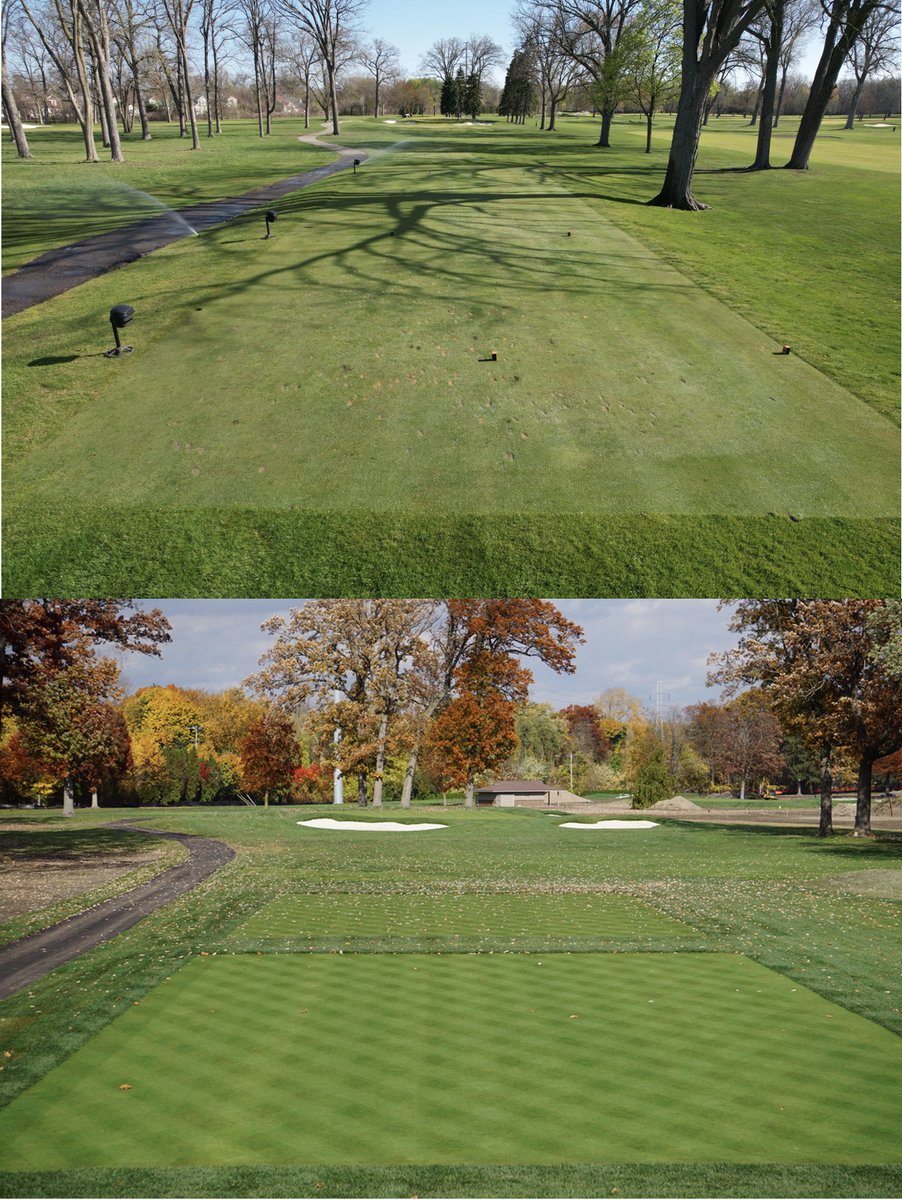 On June 14, 1919 The Automobile Country Club opened the first 9 holes designed by Willie Park Jr.  In 2014 Drew Rogers was hired to restore what was lost over the last century. #12 before and after.  @JDRgolfdesign @LaBarGolf
