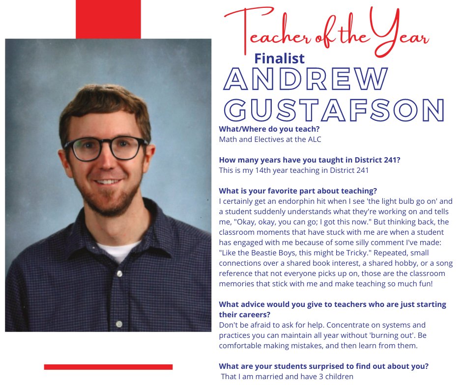 Meet Andrew, our fourth of seven Teacher of the Year finalists!