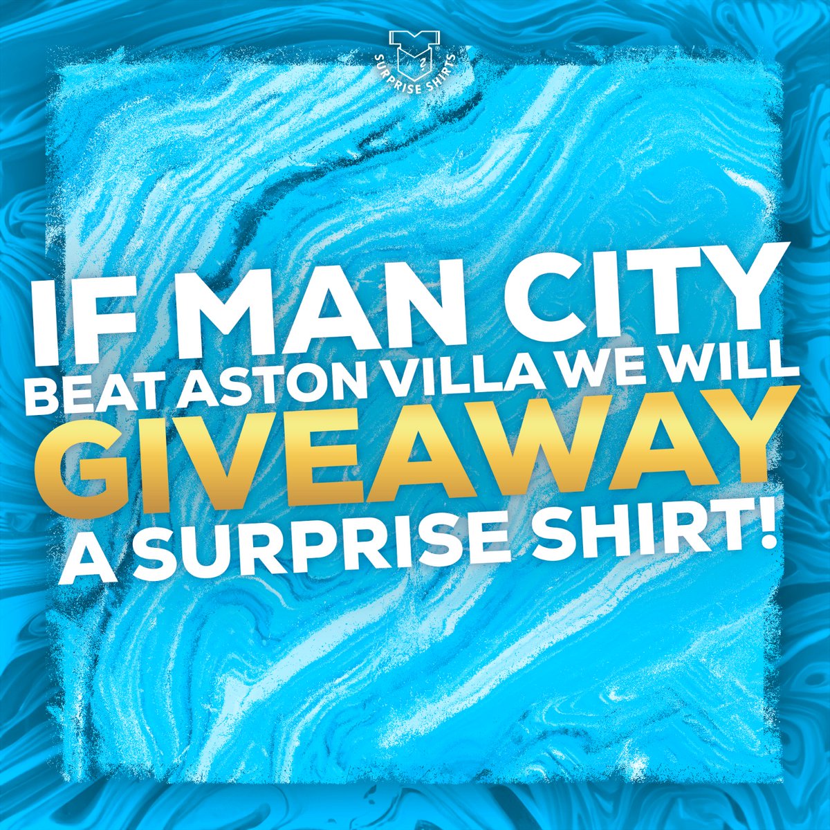 If Man City beat Aston Villa tonight, we’ll giveaway a Surprise Shirt! 👀

How to enter 👇
♻️ Repost
✅ Follow 
<a href="/SurpriseShirts/">Surprise Shirts</a>

That’s it! Good luck 🤝