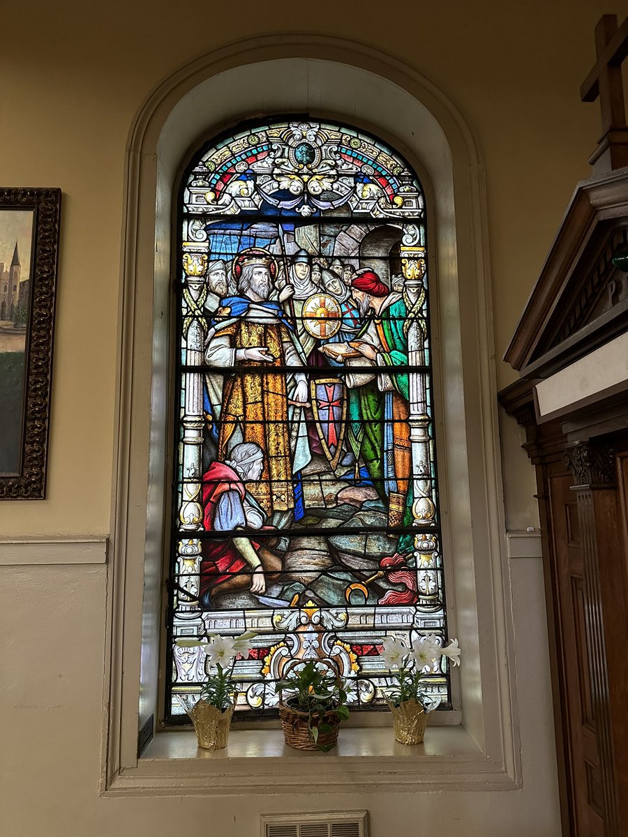 St Louis Cathedral #neworleans - the stained glass portrays the crusade of Louis IX - St. Louis.